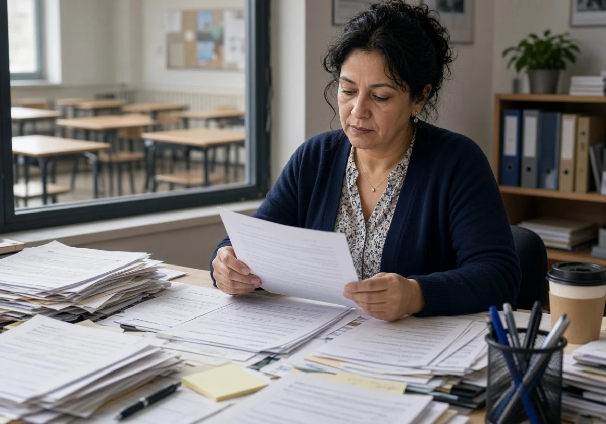 Middle-aged school recruitment administrator or HR officer sitting